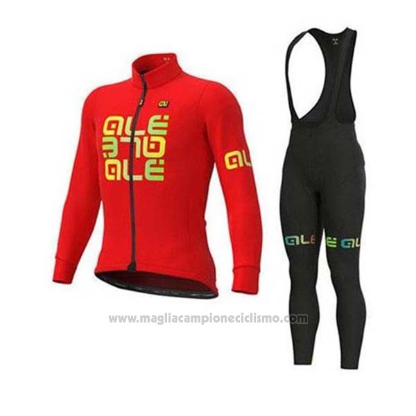 2020 Abbigliamento Ciclismo ALE Rosso Giallo Manica Lunga e Salopette