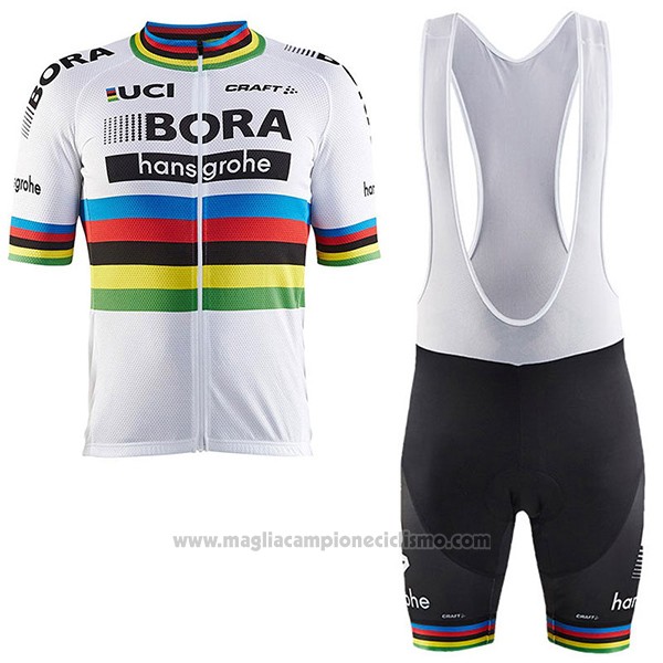 2017 Abbigliamento Ciclismo UCI Mondo Campione Bora Bianco Manica Corta e Salopette