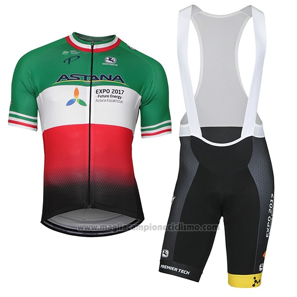2021 Abbigliamento Ciclismo Astana Campione Kazako Manica Corta e Salopette