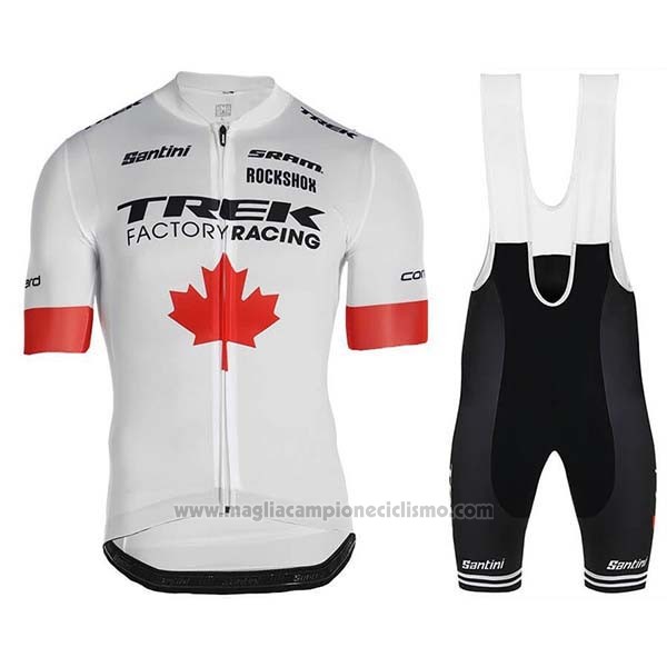 2019 Abbigliamento Ciclismo Trek Factory Racing Campione Canada Manica  Corta e Salopette