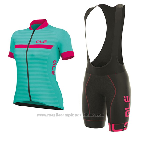 2017 Abbigliamento Ciclismo Donne ALE Excel Riviera Azzurro e Rosa Manica Corta e Salopette