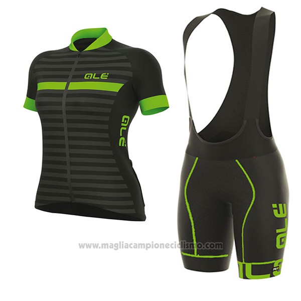 2017 Abbigliamento Ciclismo Donne ALE Excel Riviera Nero e Verde Manica Corta e Salopette