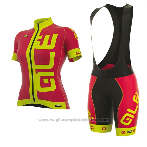 2017 Abbigliamento Ciclismo Donne ALE Prr arcobaleno Rosso e Giallo Manica Corta e Salopette