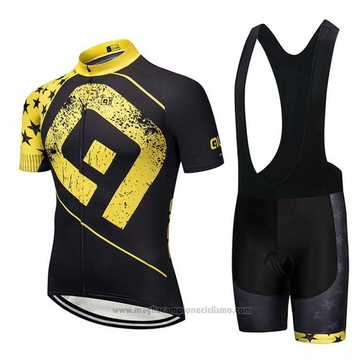 2018 Abbigliamento Ciclismo ALE Nero e Giallo Manica Corta e Salopette