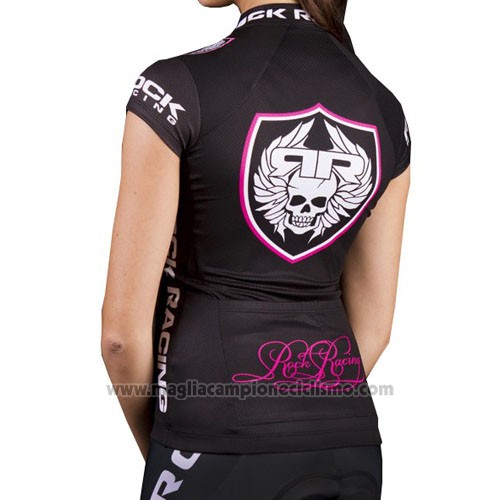 2016 Abbigliamento Ciclismo Donne Rock Racing Marrone Manica Corta e Salopette