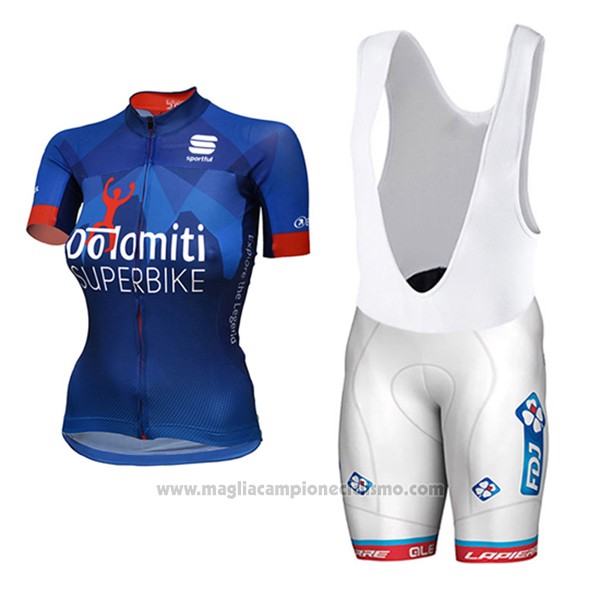 2017 Abbigliamento Ciclismo Donne Dotomini Superbike Blu Manica Corta e Salopette