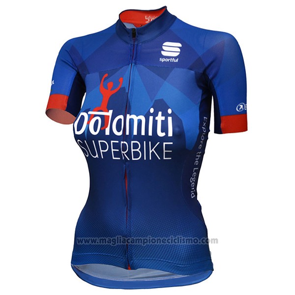 2017 Abbigliamento Ciclismo Donne Dotomini Superbike Blu Manica Corta e Salopette