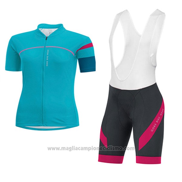 2017 Abbigliamento Ciclismo Donne Gore Bike Wear Azzurro Manica Corta e Salopette