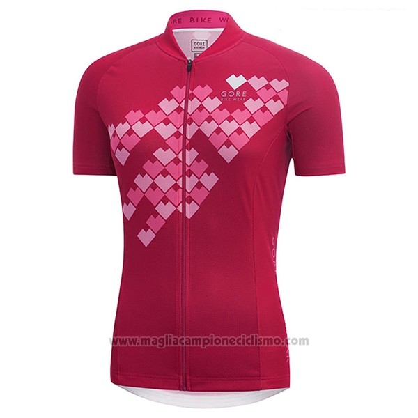 2017 Abbigliamento Ciclismo Donne Gore Bike Wear Rosso Manica Corta e Salopette