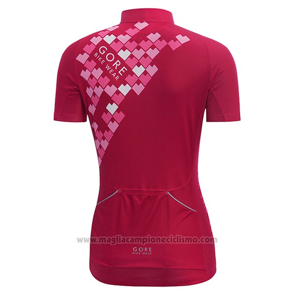 2017 Abbigliamento Ciclismo Donne Gore Bike Wear Rosso Manica Corta e Salopette