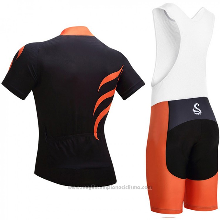 2018 Abbigliamento Ciclismo Snovaky Nero e Arancione Manica Corta e Salopette