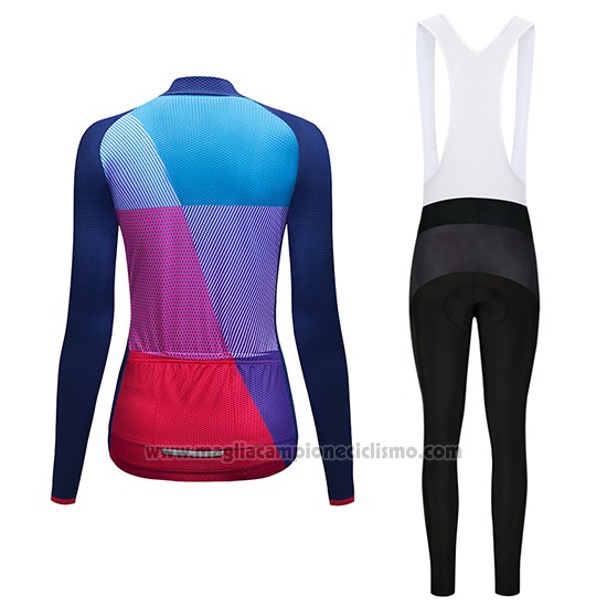 2019 Abbigliamento Ciclismo Donne Dirty Snow Blu Rosso Viola Manica Lunga e Salopette