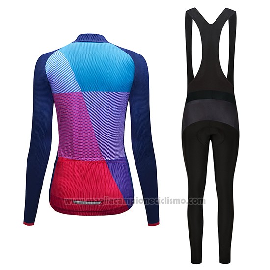 2019 Abbigliamento Ciclismo Donne Dirty Snow Blu Rosso Viola Manica Lunga e Salopette