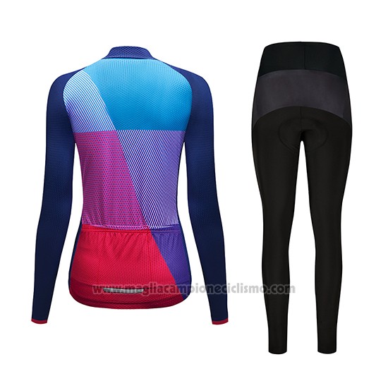 2019 Abbigliamento Ciclismo Donne Dirty Snow Blu Rosso Viola Manica Lunga e Salopette