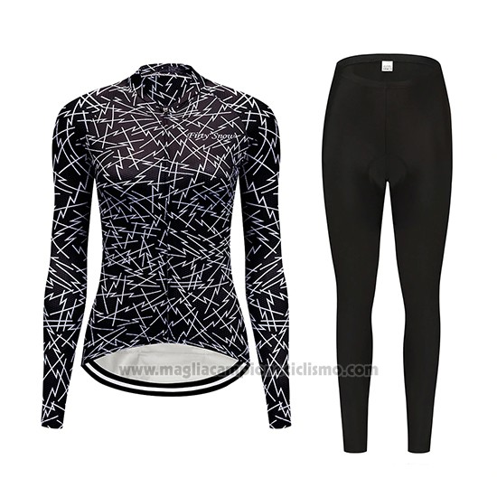 2019 Abbigliamento Ciclismo Donne Dirty Snow Nero Manica Lunga e Salopette