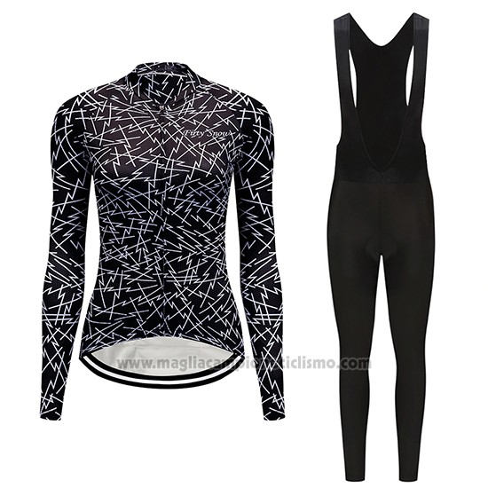 2019 Abbigliamento Ciclismo Donne Dirty Snow Nero Manica Lunga e Salopette