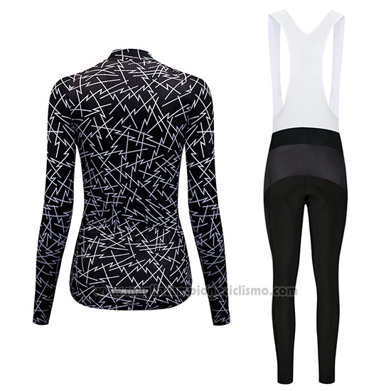 2019 Abbigliamento Ciclismo Donne Dirty Snow Nero Manica Lunga e Salopette