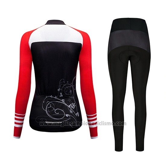 2019 Abbigliamento Ciclismo Donne Dirty Snow Rosso Bianco Nero Manica Lunga e Salopette