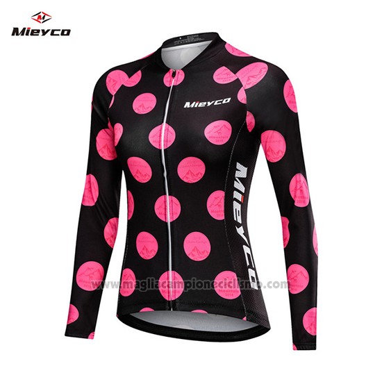 2019 Abbigliamento Ciclismo Donne Mieyco Nero Rosa Manica Lunga e Salopette
