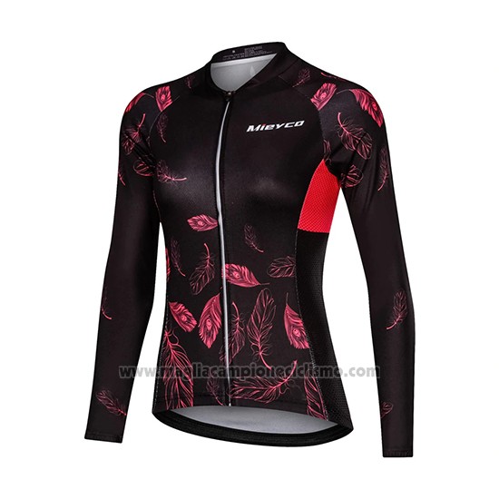 2019 Abbigliamento Ciclismo Donne Mieyco Nero Rosso Manica Lunga e Salopette