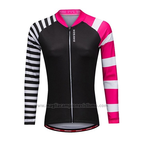 2019 Abbigliamento Ciclismo Donne Wosawe Nero Bianco Rosa Manica Lunga e Salopette