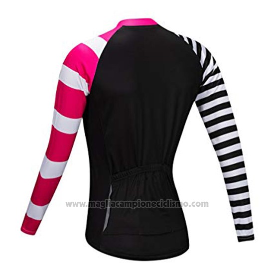2019 Abbigliamento Ciclismo Donne Wosawe Nero Bianco Rosa Manica Lunga e Salopette