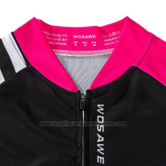 2019 Abbigliamento Ciclismo Donne Wosawe Nero Bianco Rosa Manica Lunga e Salopette