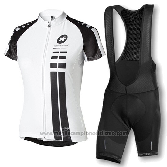 2016 Abbigliamento Ciclismo Donne Assos Bianco e Nero Manica Corta e Salopette