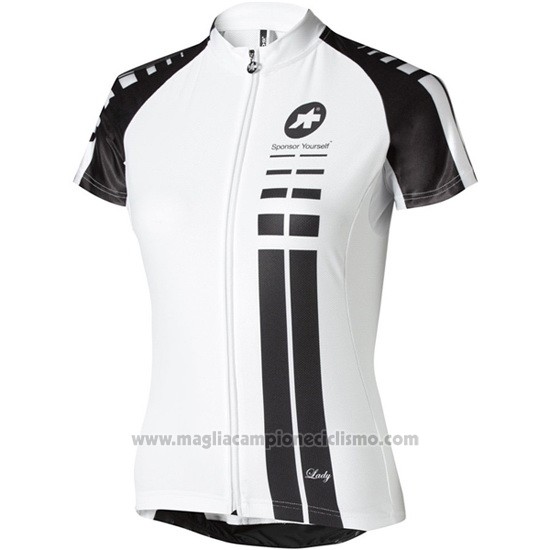 2016 Abbigliamento Ciclismo Donne Assos Bianco e Nero Manica Corta e Salopette