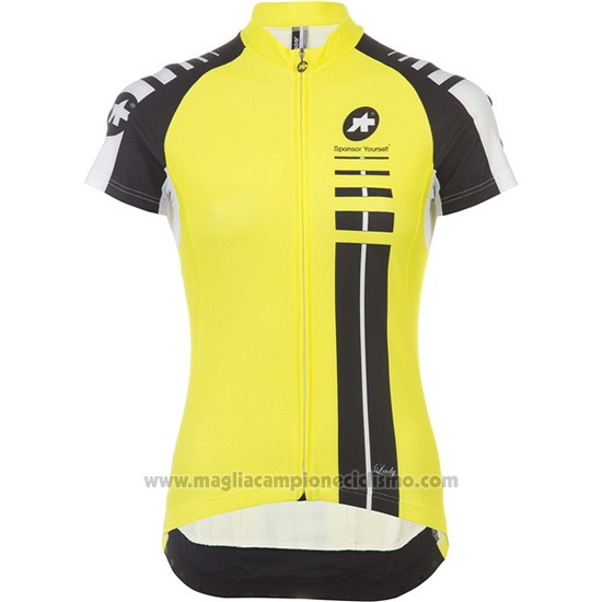 2016 Abbigliamento Ciclismo Donne Assos Nero e Giallo Manica Corta e Salopette