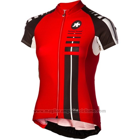 2016 Abbigliamento Ciclismo Donne Assos Nero e Rosso Manica Corta e Salopette