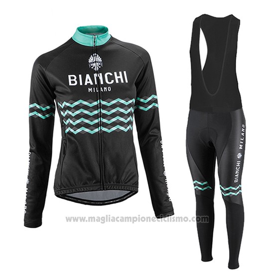 2016 Abbigliamento Ciclismo Donne Bianchi Nero Manica Lunga e Salopette