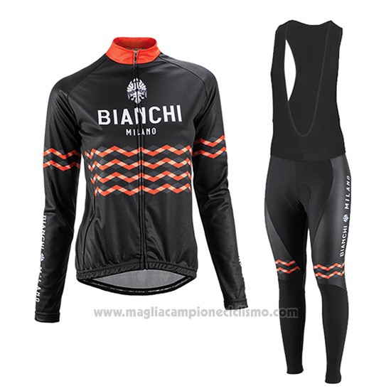 2016 Abbigliamento Ciclismo Donne Bianchi Nero e Arancione Manica Lunga e Salopette