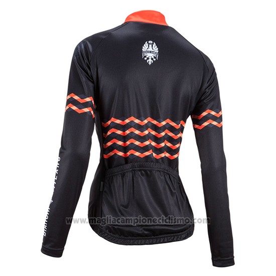 2016 Abbigliamento Ciclismo Donne Bianchi Nero e Arancione Manica Lunga e Salopette