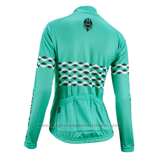 2016 Abbigliamento Ciclismo Donne Bianchi Nero e Verde Manica Lunga e Salopette
