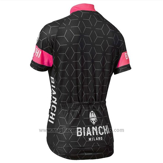 2018 Abbigliamento Ciclismo Bianchi Nevola Nero e Rosa Manica Corta e Salopette