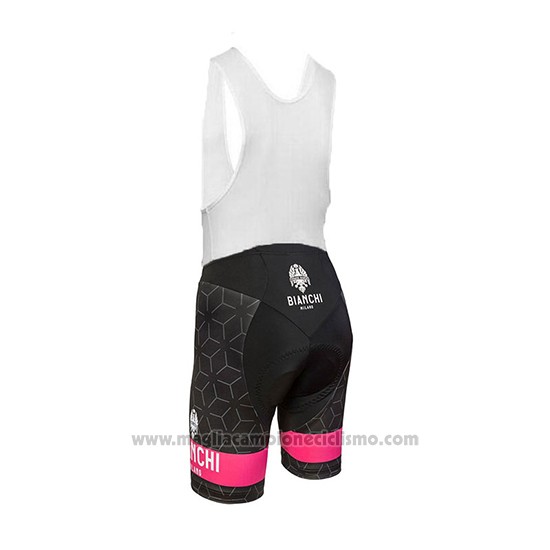 2018 Abbigliamento Ciclismo Bianchi Nevola Nero e Rosa Manica Corta e Salopette