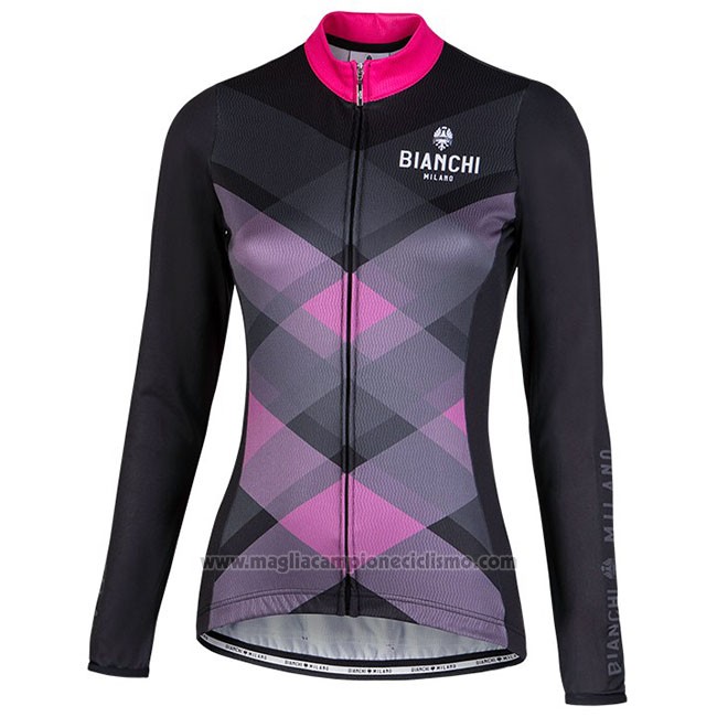 Abbigliamento Ciclismo Donne Bianchi Milano Cornedo Nero Rosa Manica Lunga e Salopette