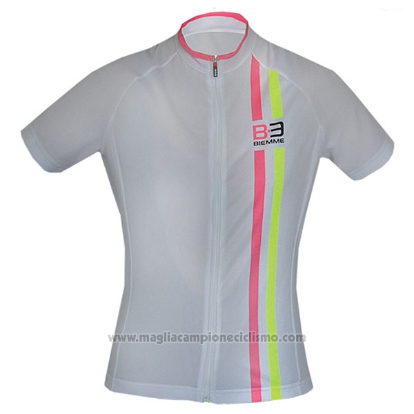 2017 Abbigliamento Ciclismo Donne Biemme Bianco Manica Corta e Salopette