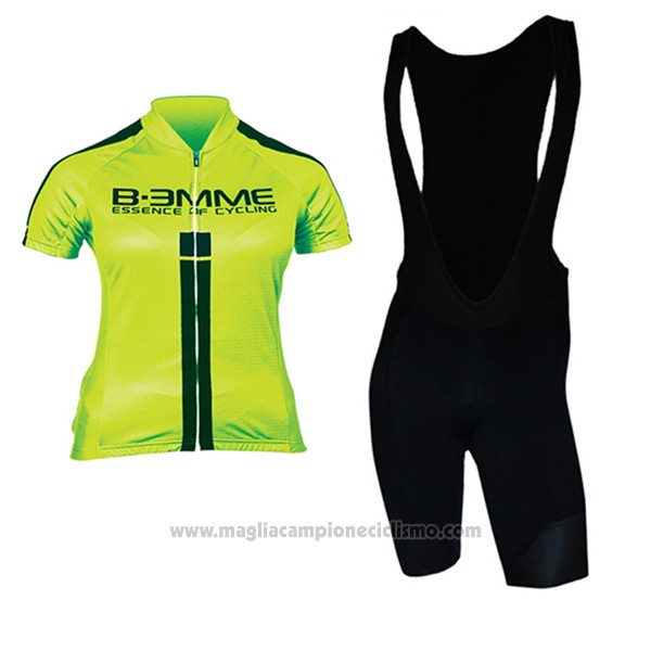 2017 Abbigliamento Ciclismo Donne Biemme Verde e Nero Manica Corta e Salopette