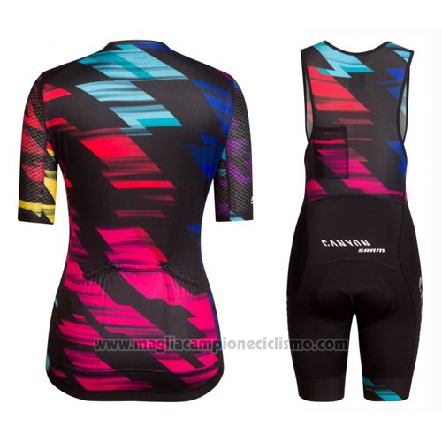 2016 Abbigliamento Ciclismo Donne Canyon Nero e Rosso Manica Corta e Salopette