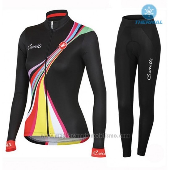 2016 Abbigliamento Ciclismo Donne Castelli Nero Manica Lunga e Salopette