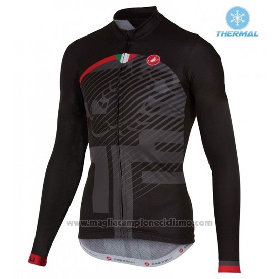 2016 Abbigliamento Ciclismo Donne Castelli Nero e Rosso Manica Lunga e Salopette