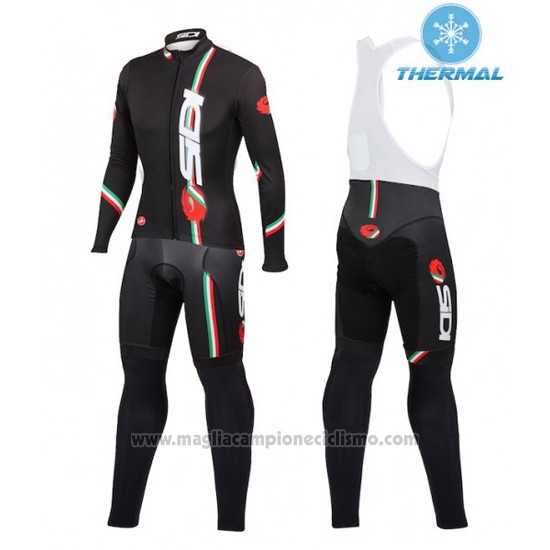 2016 Abbigliamento Ciclismo Donne Castelli Scuro Nero Manica Lunga e Salopette