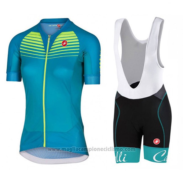 2017 Abbigliamento Ciclismo Donne Castelli Aero Race Verde Manica Corta e Salopette