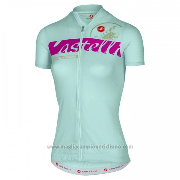 2017 Abbigliamento Ciclismo Donne Castelli Azzurro Manica Corta e Salopette