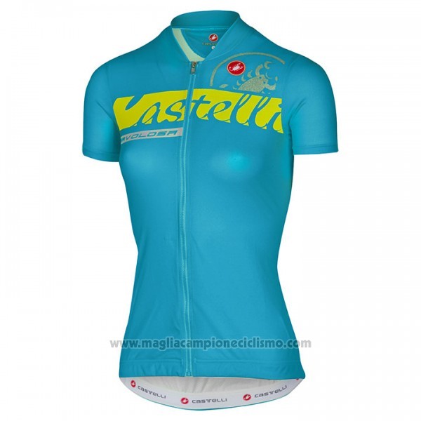 2017 Abbigliamento Ciclismo Donne Castelli Celeste Manica Corta e Salopette