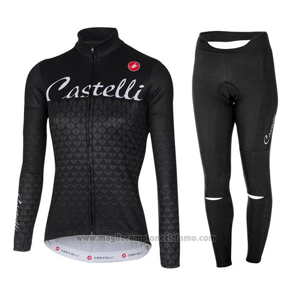 2017 Abbigliamento Ciclismo Donne Castelli Nero Manica Lunga e Salopette