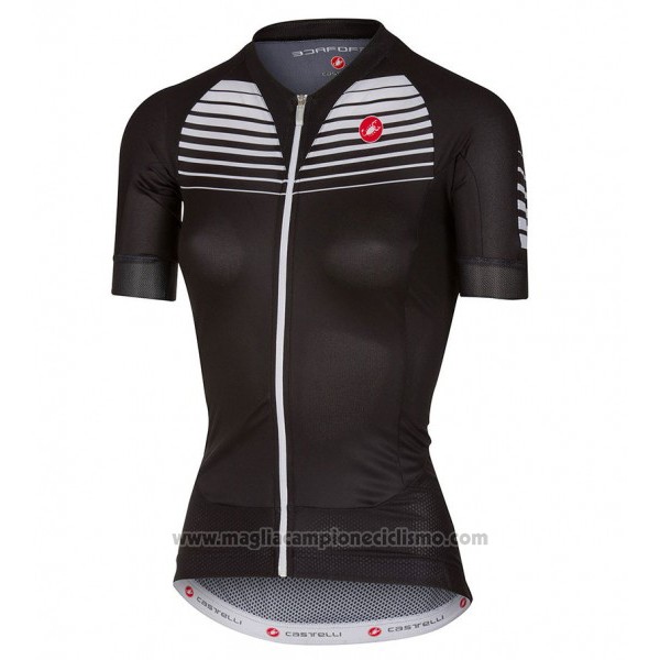 2017 Abbigliamento Ciclismo Donne Castelli Nero e Bianco Manica Corta e Salopette