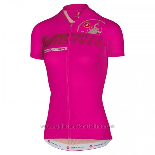 2017 Abbigliamento Ciclismo Donne Castelli Rosa Manica Corta e Salopette